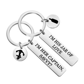 SEIRAA Captain Jack Keychain Jack Sparrow And Elizabeth Gifts Pirates Movie Keychain Captain Jack Sparrow Jewelry (HER HIS)