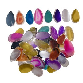 EUBUY 20PCS Polished Agate Slices Drilled Agate, Bulk Polished Geodes Stones Agate Light Table Slices Crystals, Irregular Agate Slices for DIY Craft Windbell Jewelry Making, Medium, Type 1