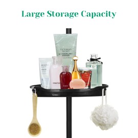 DYTesa Corner Shower Caddy Tension Pole, Rust-Proof Bathroom Storage Organizer with 4-Tier Adjustable Shelves, Fits 101.6''-122'', Black
