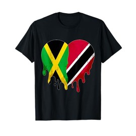 Jamaica Trinidad & Tobago Flag Heart Grown Patriot Country T-Shirt
