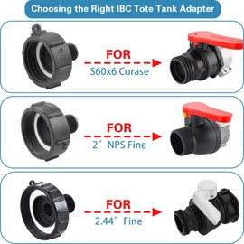 Wantmatch 275 330 IBC Tote Adapter, Food Grade IBC Drain Adapter,Water Hose Male Adapter for Garden Hose,2" coarse Thread X Male 3/4" G Hose