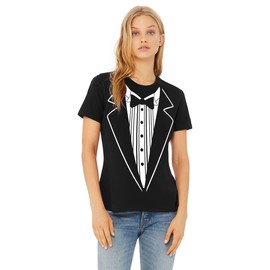 P&B Tuxedo White Funny Women's T-Shirt, XL, Black