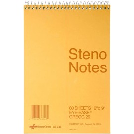 Rediform National Brand Standard Spiral Steno Book Gregg Rule 6x9 Green 80 SheetsPad