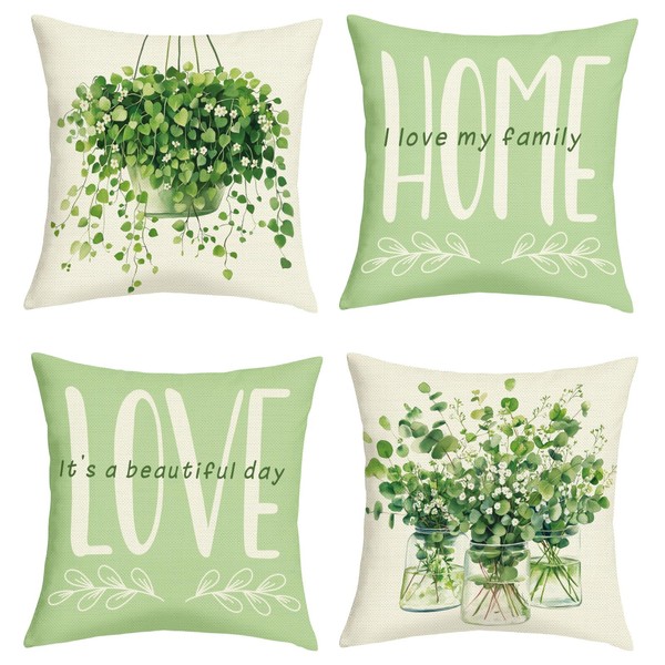 Joymaison Green Farmhouse Cushion Covers 45 x 45 Pack of