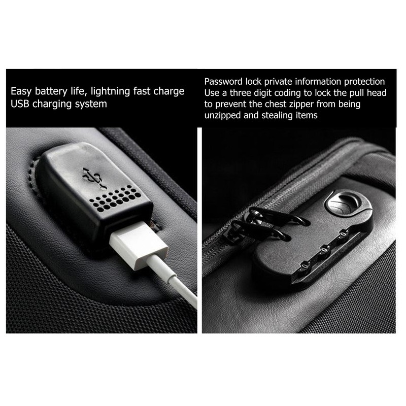 Sling Bag Waterproof Anti Theft with Combination Lock Anti Scratch