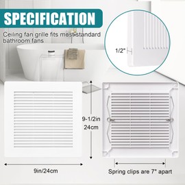 TIHCXNY 9x9 Inch Bathroom Exhaust Fan Cover (1 Pack) Matte White Grille with Spring Square Ceiling or Wall Mounted Exhaust Fan Replacement Parts for BP90 BP46 689 688 671 670 663 Bathroom Vent Cover