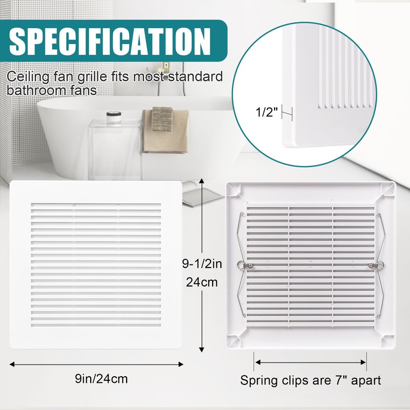 TIHCXNY 9x9 Inch Bathroom Exhaust Fan Cover (1 Pack) Matte