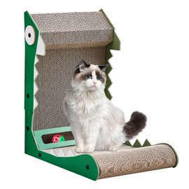 ELEGAIF Cat Scratcher, L Shape Cat Scratcher, 19.7 Inch Cat Scratching Pad Wall Mounted, Protecting Furniture Cat Scratch Pad, Cardboard Cat Scratching with Ball Toy Crocodile