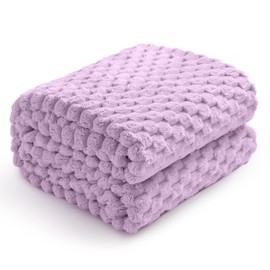Excervent Flannel Fleece Throw Blanket (50x70 inches), Hexagon Jacquard Decorative Fuzzy Blankets for Household, Camping, and Travel, Super Soft Cozy, Suitable for All Seasons, Lilac