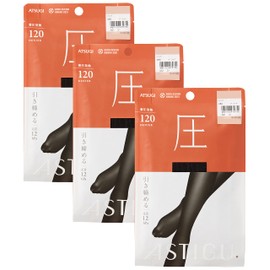 Atsugi AP1120 Women's Stockings, ASTIGU (Pressure) Tightening 120D (3 Pair Set), Black