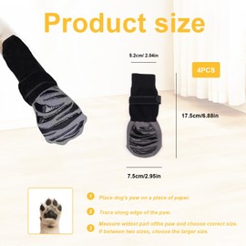 DEANKEJI 2 Pairs of Dog Socks, Silent Dog Socks, Non-Slip on Both Sides, Cotton Cat Socks, with Adjustable Tape, Size L, for Protection of Pets' Paws