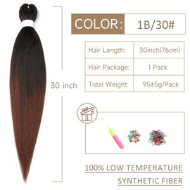 ShowJarlly Pre Stretched Braiding Hair 30 Inch Knotless Braiding Extensions 1pack Easy Braids Hot Water Setting DIY Box Braids Yaki Textured Crochet Hair Braiding (30inch,1B/30#)