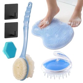 Set Cepillo Corporal Ducha Alfombra Masaje Pies Lavar Cabello Cara Herramientas Exfoliación Antideslizante