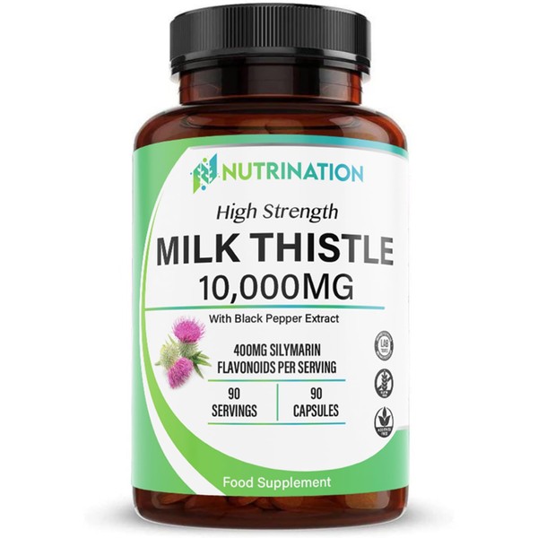 NUTRINATION Milk Thistle High Strength 10000mg | Market-Leading Silymarin 400mg