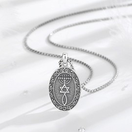 EUDORA Harmony Ball Messianic Seal with Turquoise Chain for Men and Women, 925 Sterling Silver, Grafted Symbol Messianic Judaism Amulet Jewellery Pendant Gift for Women Men, 20 Inches, Sterling