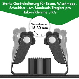 Radikor Radikor Besenhalterung Wand, Selbstklebender Besenhalter mit 3 Halter und 2 Haken, Edelstahl Ger?tehalter Schraubbar, Gartenger?tehalter Gartenger?te Halterung, Besen Mop Halter, Schwarz