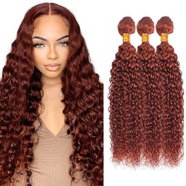 Copper Red Kinky Curly Human Hair Bundles Color 33 18 20 22 Inch Reddish Brown Jerry Curly Bundles Remy Hair Extensions