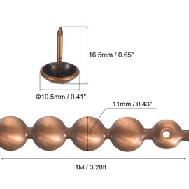 sourcing map Upholstery Tacks Strip, 1Meter Copper Glossy Decorative Nail Trims for Sofa Headboard Chair Furniture with Upholstery Nails (11mm Copper)