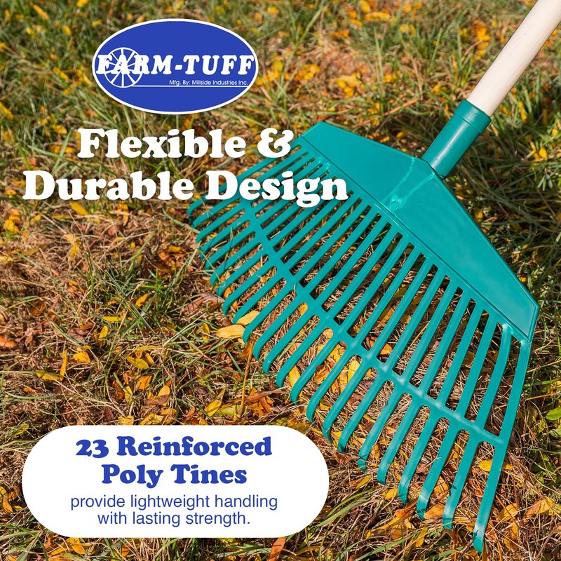 FARM-TUFF 19” Leaf & Garden Rake with 48” Hardwood Handle