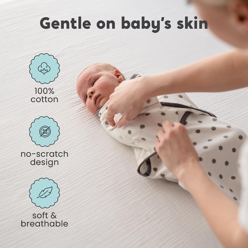 CuddleBug Swaddles for Newborns (3-Pack) - 100% Cotton Velcro Baby