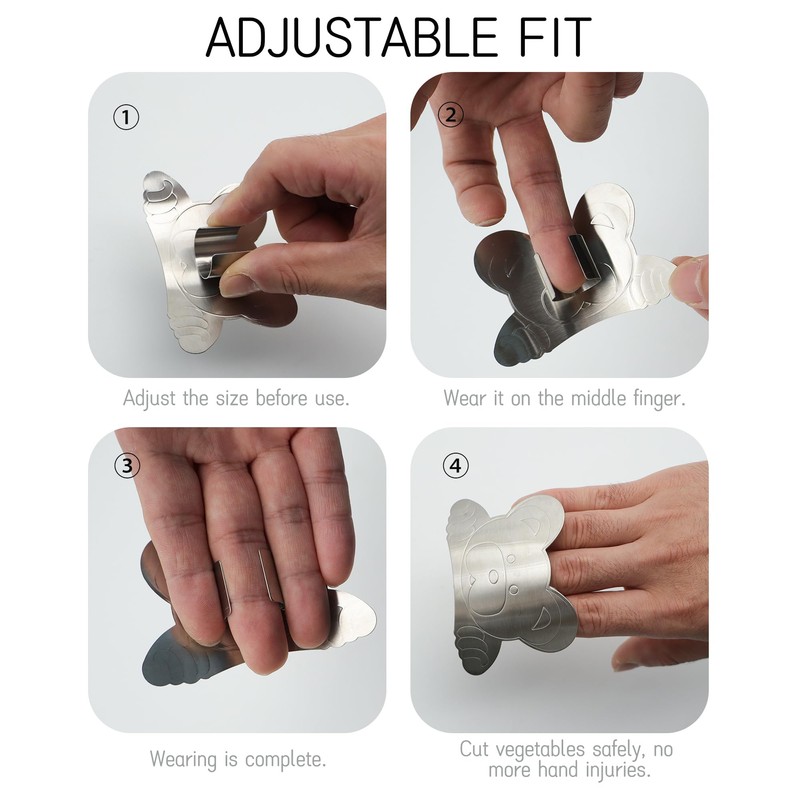 Adjustable Stainless Steel Finger Guards for Cutting Food - 2-Piece