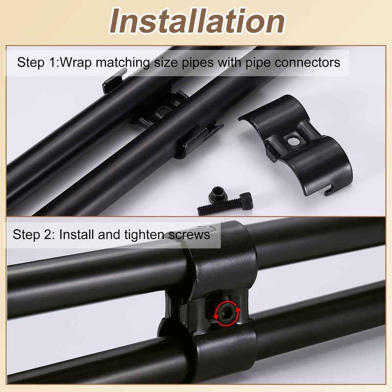 sourcing map 2 Pcs Double Port Parallel Pipe Clamps, 1-1/8"