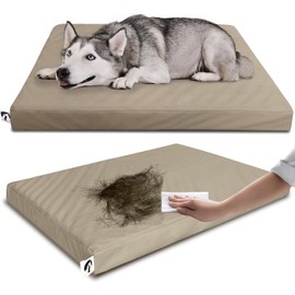 Waterproof Dog Bed with Hair Resistant Leather, Wipeable Covers, and Easy Clean Egg Crate Foam Pet Mat