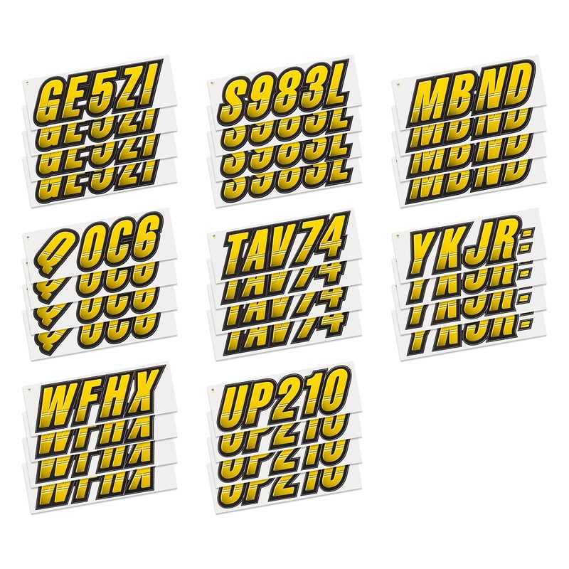 STIFFIE Techtron Yellow/Black 3" Boat & PWC Registration Decals •