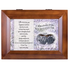 Cottage Garden My Daughter Dark Wood Finish Jewelry Music Box - Plays Tune You are My Sunshine