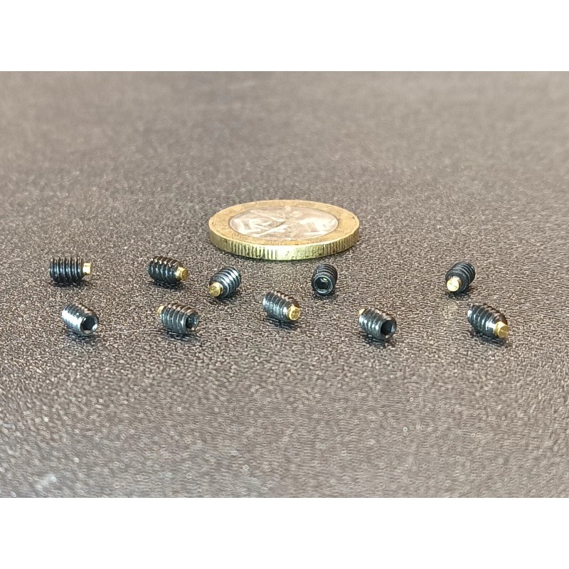 Kmac Alloy Steel Set Screws, Brass Tip, 6-32 x 3/16"
