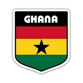 Squiddy Ghana Flag Shield - Vinyl Sticker for Car, Laptop, Notebook (5" high)