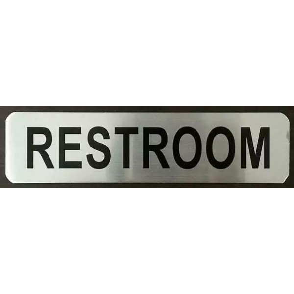 BUILDINGSINGS.COM RESTROOM SIGN (BRUSHED ALUMINUM 2X8-HEAVY DUTY !!! )-The Mont-REF24-102