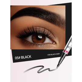 1 Piece Eyebrow Pencil, Waterproof, 2-in-1 Dual-Ended Microblading Eyebrow Pencil, Smudge-proof Eyebrow Pencil, Can Easily Natural Eyebrow Colour (05#Black)