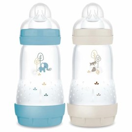 mam Easy Start Anti-Colic 2+ Months Medium Flow (2 x 260 ml) Ocean + Sand Bottle to Reduce Colic and Discomfort of the Baby - Breastfeeding Friendly Baby Bottle Pack of 2