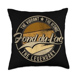 Fond du Lac WI | Wisconsin | Vintage Distressed Throw Pillow