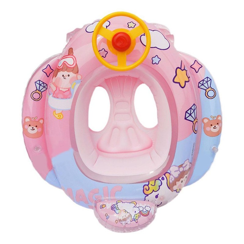 Baby Pool Float with Safety Seat Steering Wheel Cartoon Inflatable