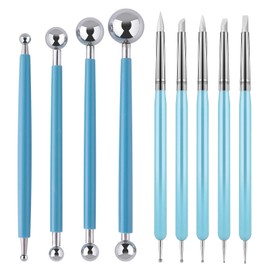UUSYCUN 9PCS Silicone Clay Sculpting Tool, Clay Shaper & Sculpter Brushes, Ball Stylus Tools for Dotting, Painting Mandalas, Embossing, Nail Art, Polymer, Pottery Crafts, Rhinestone, Drafting, Rock