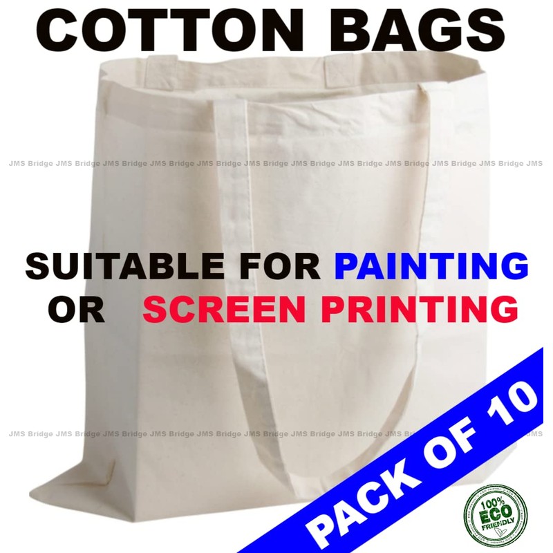 JMS Bridge Premium Natural Cotton Shopping Tote Bags -Eco-Friendly Plain