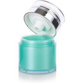 JUVITUS (4 pack) 0.50 oz / 15 ml Acrylic Plastic Teal Blue Airless Refillable Jar