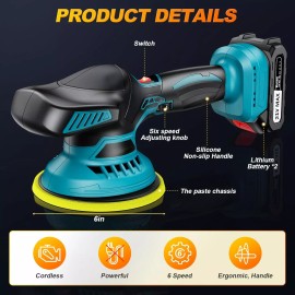 21V Cordless Car Polisher 6Speed Wireless Electric Polish Waxing Machine Car US