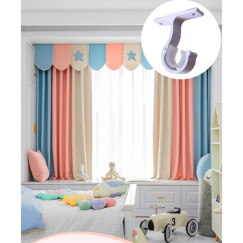 Curtain Rod Brackets 2pcs White Curtain Rod Holder for Drapery