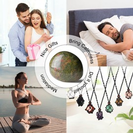 YATOJUZI 1.6"-2" Unakite Natural Crystals and Healing Stones Worry Stones Polished Rocks Gemstones Palm Stone for Meditation Chakra Balancing Crystal Gifts 1PCS