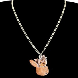 DUOWEI Acrylic Dog Jewelry Sets Cute Pet Dog Gifts Accessories for Women Girls Dog Lovers (Basket Yorkshire Terrier #2)