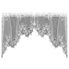 Heritage Lace Tea Rose 60-Inch Wide by 30-Inch Drop Swag Pair, Ecru