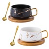 Jusalpha 2 Pack Golden Hand Print Black and White Teacup
