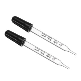 PATIKIL Eye Dropper, 2pcs 1ml Glass Straight Tip Graduated Ear Dropper with Rubber Bulbs for Transfer Liquids for Dose and Measurement, Clear