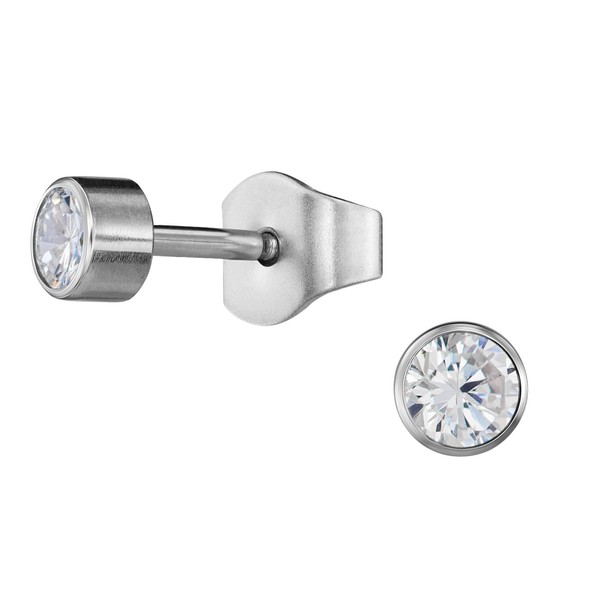 Traveller Men's Stud Earrings – Stainless Steel – Zirconia –