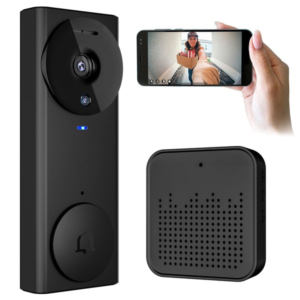NXQAPUO Timbre con Camara para Exterior， Timbre inalámbrico Visual Remoto