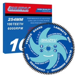 SHUZIYU 10”(254MM)-100T, Arbor 5/8"-Diamond, Smooth Cut Coating. Circular Saw Blade, Table Saw Blade, Miter Saw Blade, for Laminate, Veneer Board, Plywood, Hard Wood, MDF and HDF Cutting