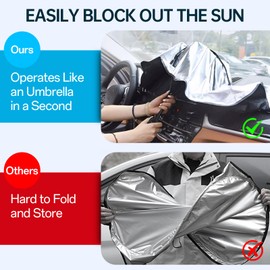Windshield Sun Shade Umbrella Custom Fit for Buick Enclave 2013-2019, Car Sun Shade for Front Windshield, 360°Rotating Sunshade for UV Protection